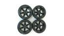 1/10 Scale On-Road 6 Spoke Black Red Lip Rims V-Tread Hard Compound Drift Wheels
