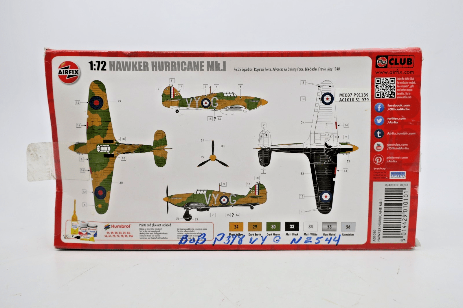 Airfix 1/72 Hawker Hurricane Mk.I Model Kit AFX01010 - WISE GUYS HOBBIES LLC