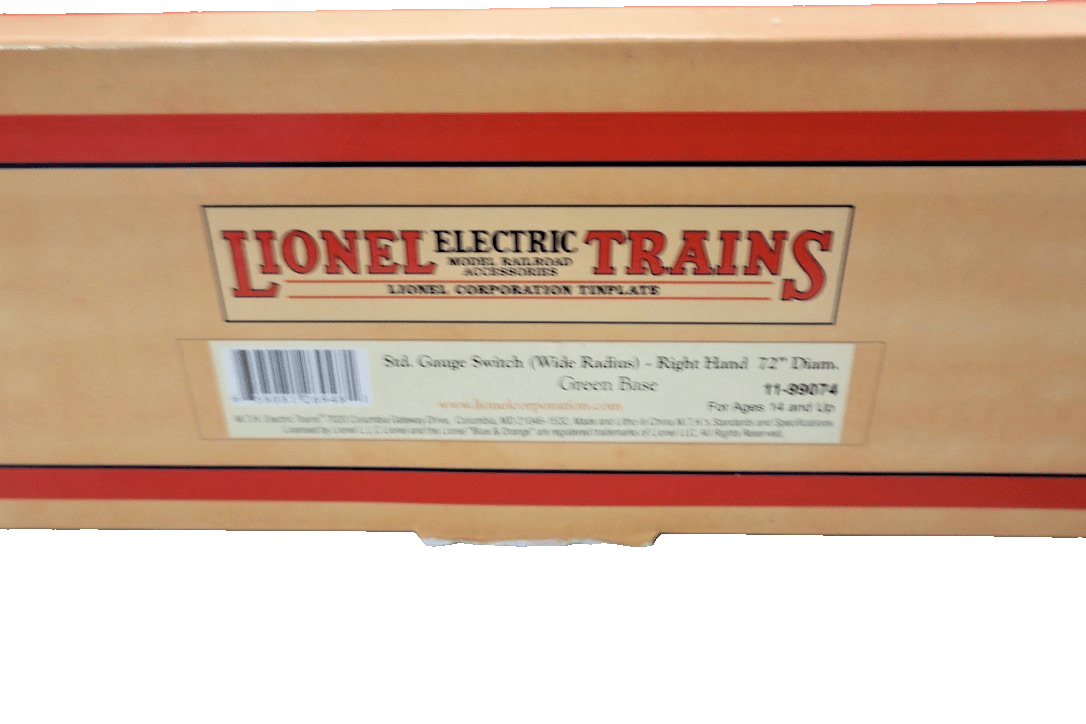 MTH Lionel Standard Gauge Switch 11 - 99074 Right Wide Radius Green Base New - WISE GUYS HOBBIES LLC