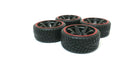 1/10 Scale On-Road 6 Spoke Black Red Lip Rims V-Tread Hard Compound Drift Wheels