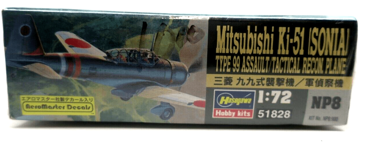 SEALED Hasegawa 1/72 Mitsubishi Ki-51 (Sonia) Type 99 Model Kit - WISE GUYS HOBBIES LLC