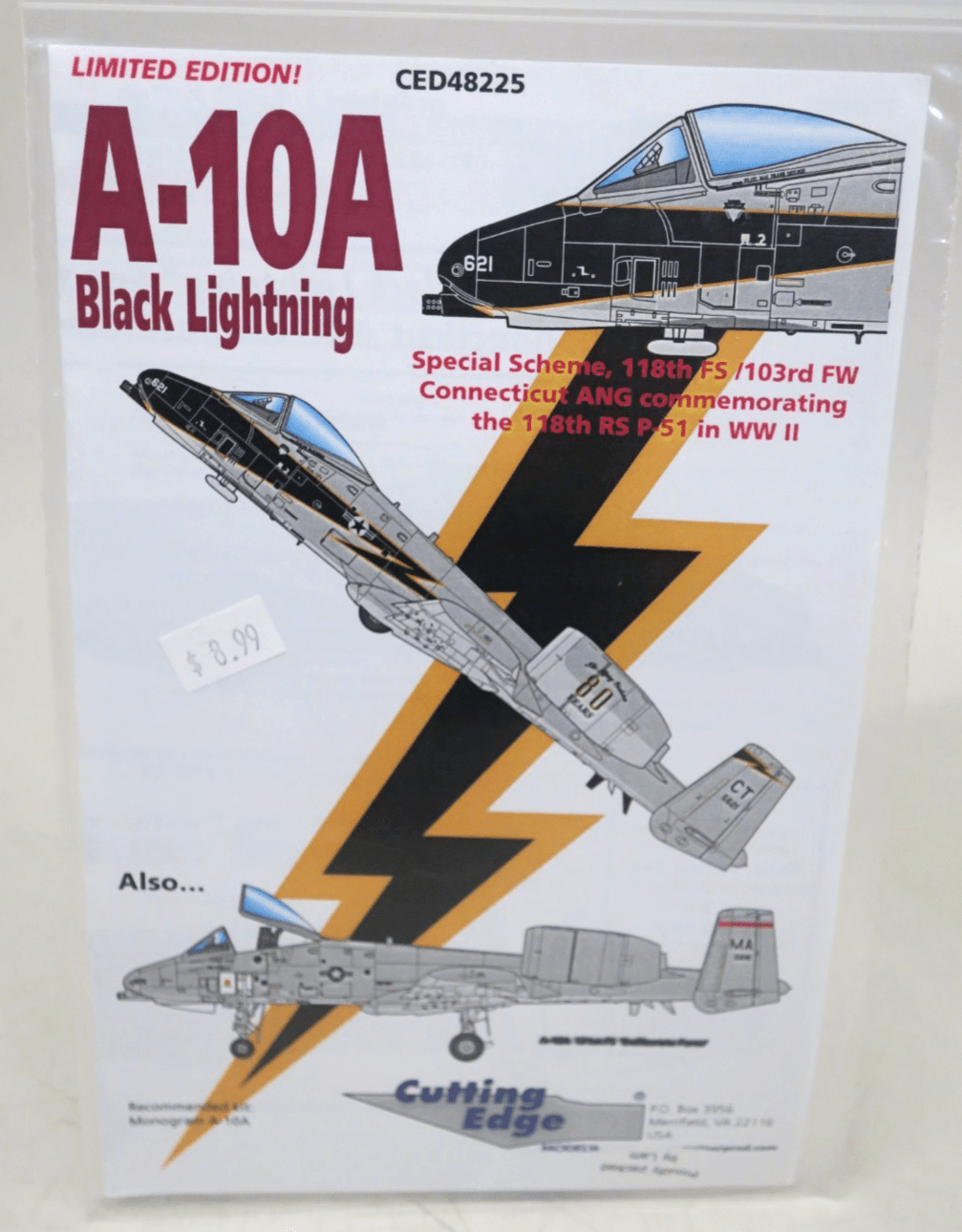 Cutting Edge A - 10A Black Lightning Decals CED48225 - WISE GUYS HOBBIES LLC