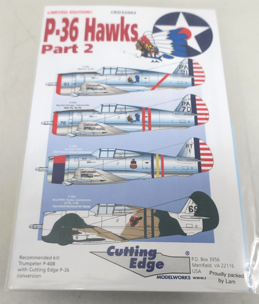 Cutting Edge Limited Edition P - 36 Hawks Part 2 Decals CED32062 - WISE GUYS HOBBIES LLC