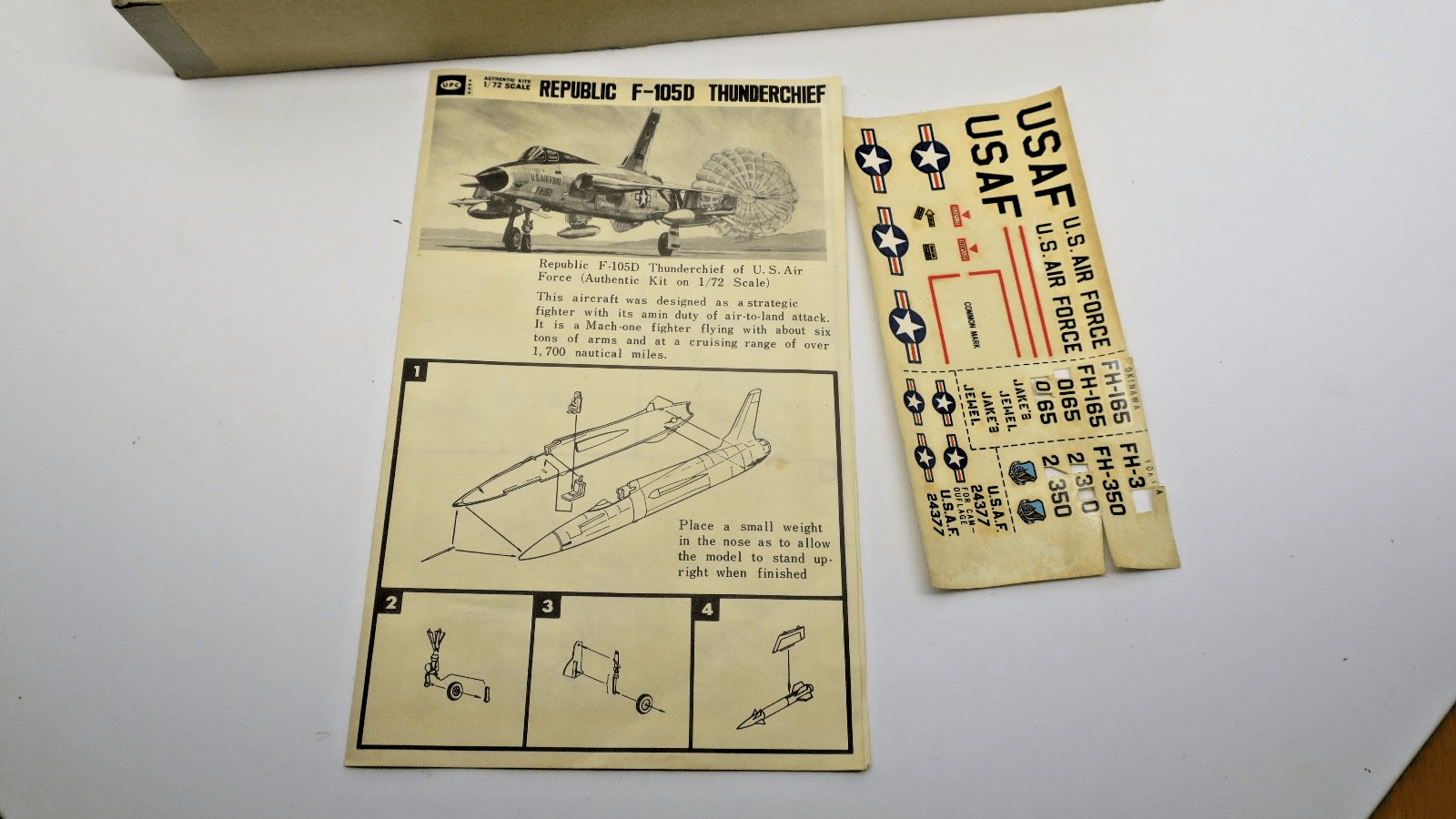 Vintage UPC 1/72 F - 105D Thunderchief Model Kit - WISE GUYS HOBBIES LLC