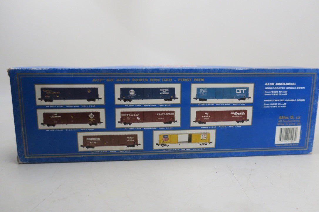 Atlas O Gauge 60' ACF S.D.Auto parts boxcar 1023NIB 3 Rail Atlas50TH anniversay - WISE GUYS HOBBIES LLC