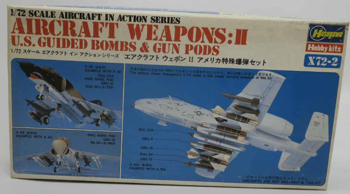 Hasegawa 1/72 Aircraft Weapons: II US Guided Bombs & Gun Pods Model Kit X72 - WISE GUYS HOBBIES LLC