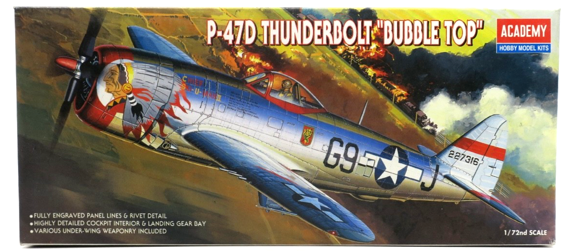 Academy 1/72 P - 47D Thunderbolt Bubbletop Model Kit 2174 - WISE GUYS HOBBIES LLC