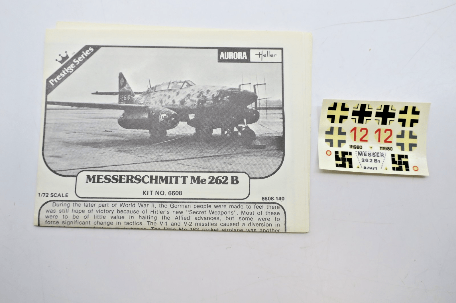 Heller Prestige Series 1/72 Messerschmitt Me 262 B Model Kit 6608 - WISE GUYS HOBBIES LLC