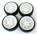 1/10 Scale On-Road 6 Spoke White Rims V-Tread Hard Compound Drift Tires  Wheels