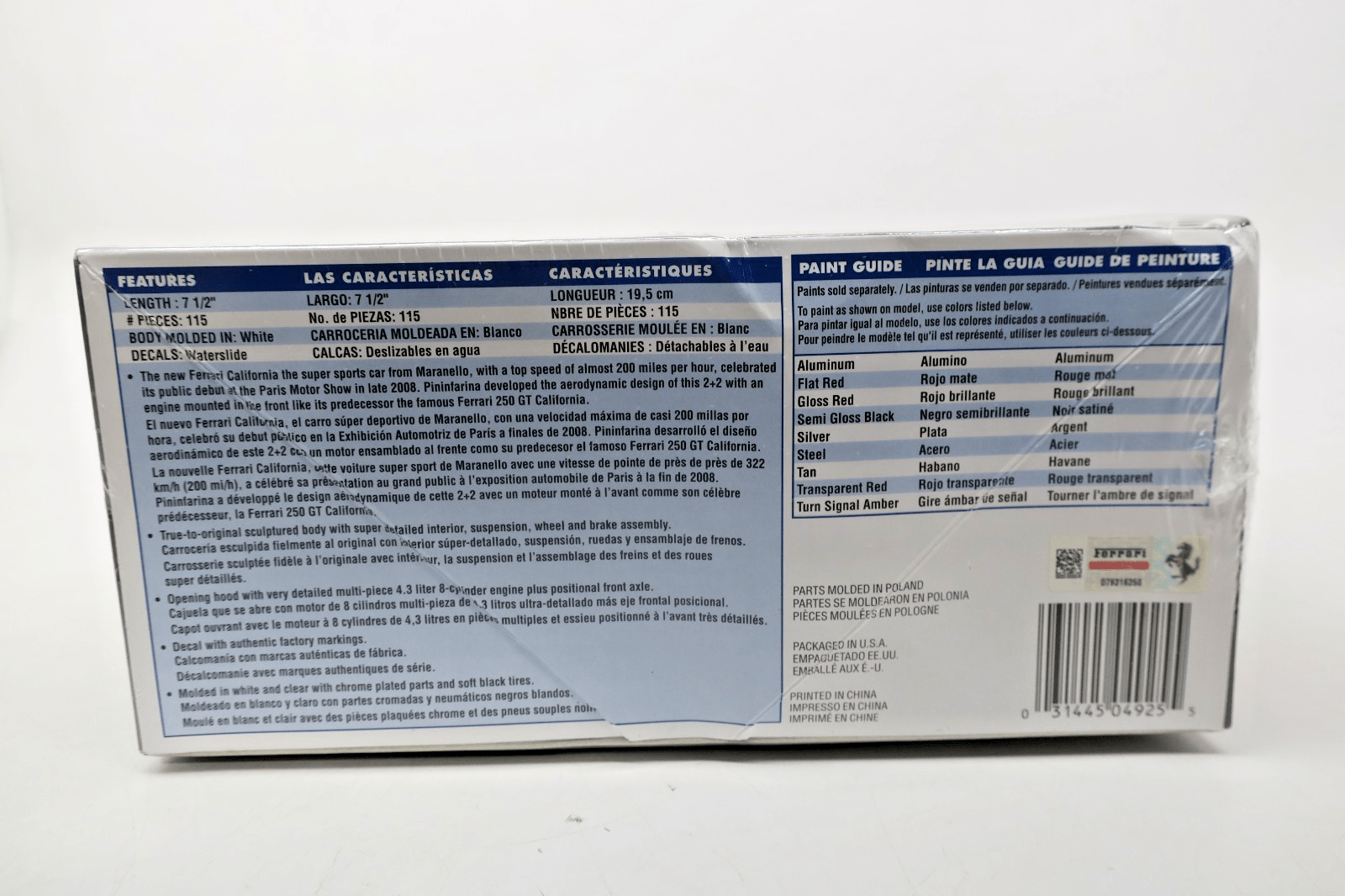 Revell 1/24 Ferrari California (Close Top) Plastic Model Kit 85-4925 SEALED - WISE GUYS HOBBIES LLC