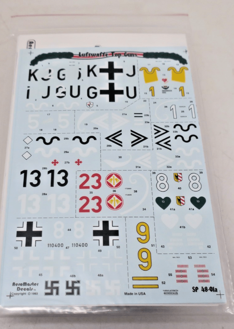 Aeromaster Decals SP 48 - 01 Luftwaffe Top Guns - WISE GUYS HOBBIES LLC
