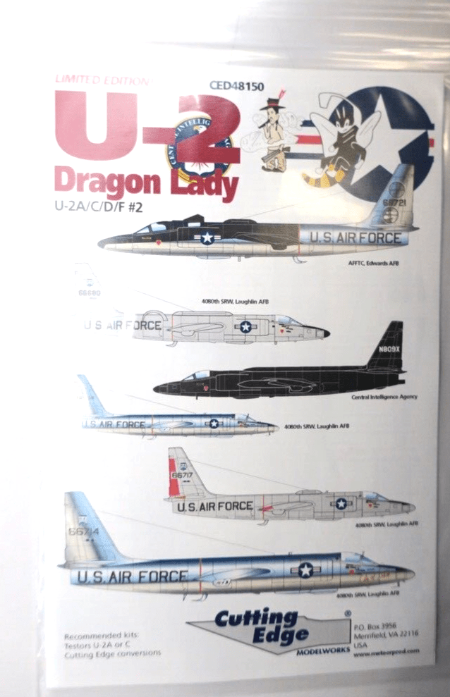 Cutting Edge CED48150 - U-2 Dragon Lady (U-2A/C/D/F 2) Decal Set - WISE GUYS HOBBIES LLC
