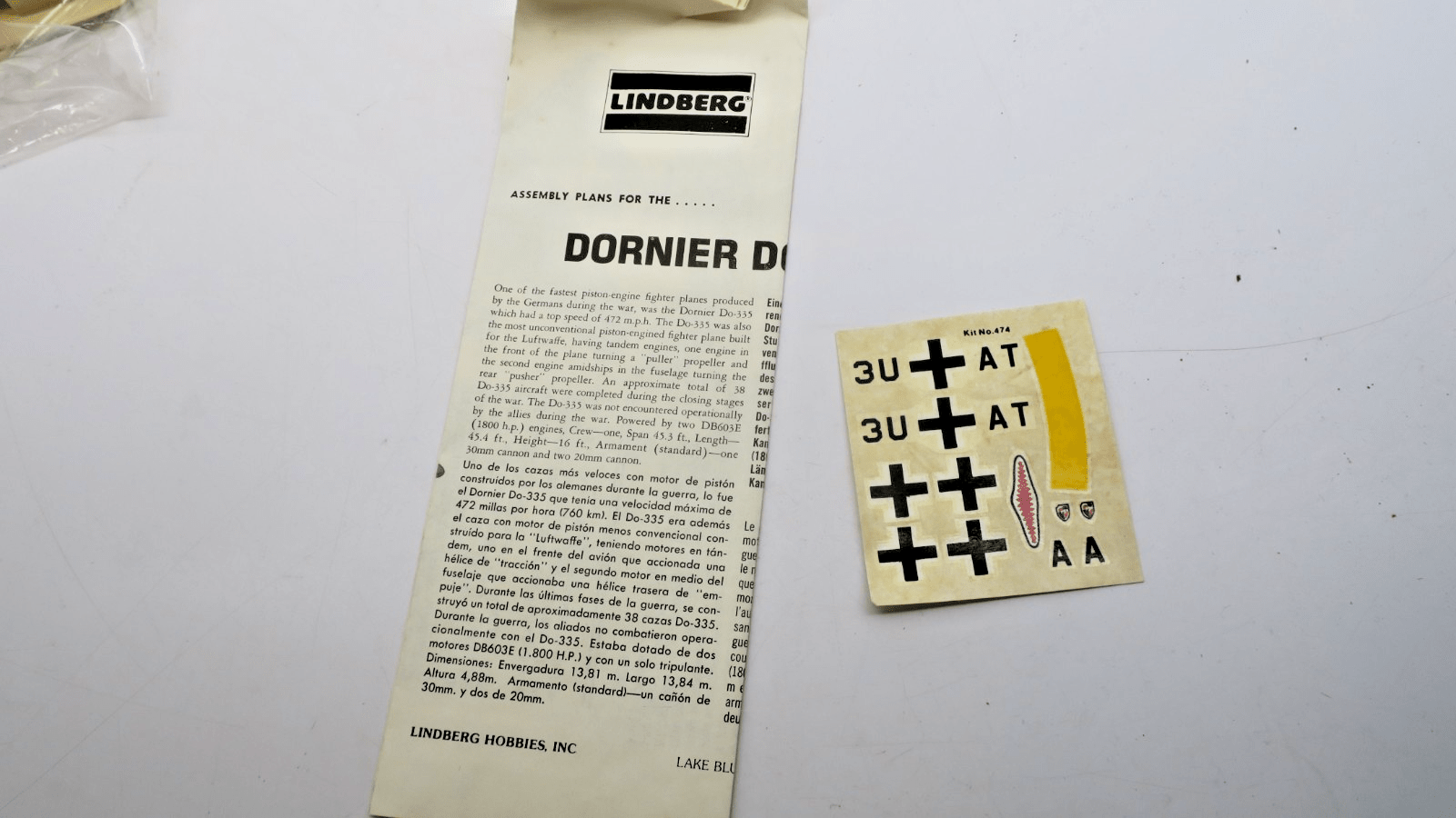 Lindberg 1/72 Dornier Do - 335 Model Kit 471 - WISE GUYS HOBBIES LLC