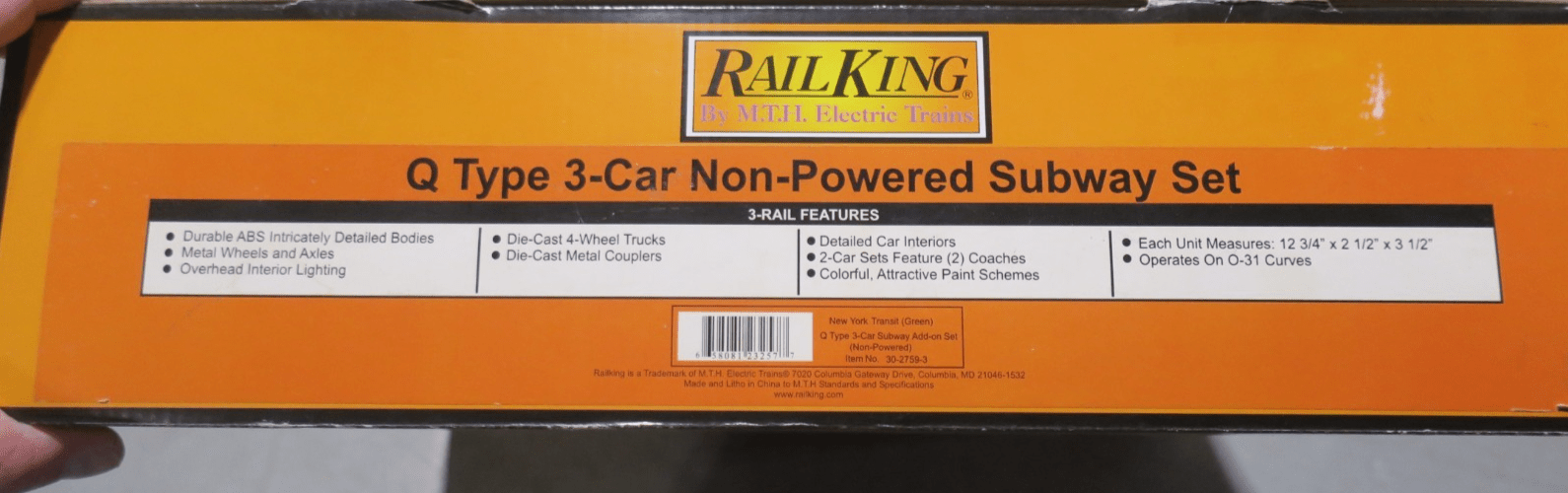 MTH 30 - 2759 - 3 NY Transit (Green) Q Type 3 Car Subway Set w/Proto 2.0 NIB - WISE GUYS HOBBIES LLC