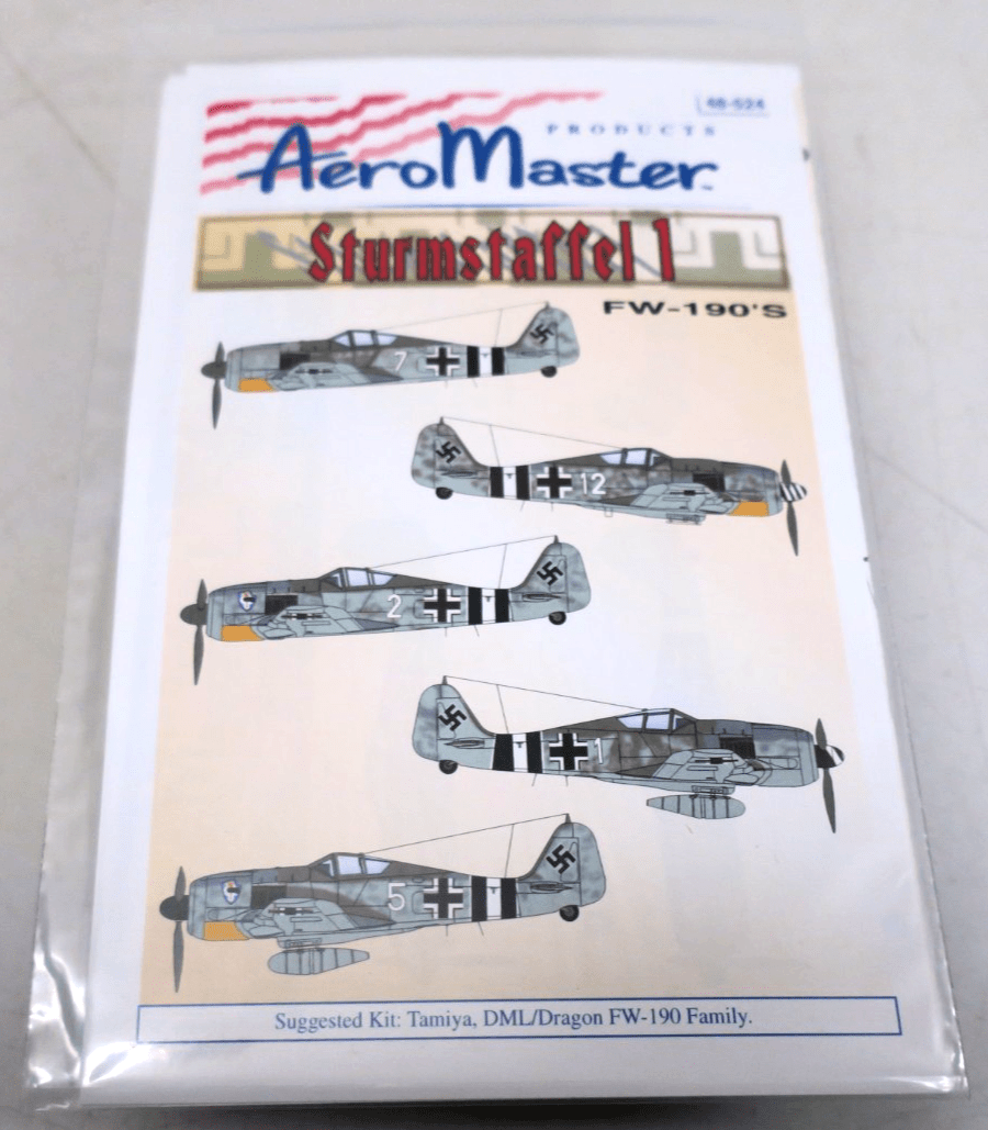 Aeromaster Decals 48 - 524 - Sturmstaffel 1 FW - 190's - WISE GUYS HOBBIES LLC