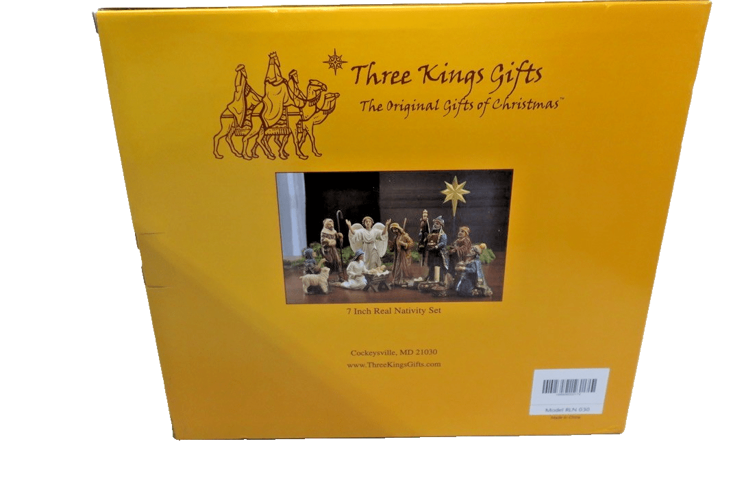 Three Kings Gifts 7" Real Life Nativity w/ Real 23k Gold Frankincense Myrrh - WISE GUYS HOBBIES LLC