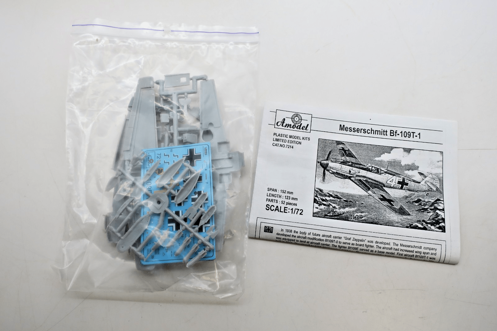 Amodel 1/72 BF 109 T - 1 Model Kit 7214 - WISE GUYS HOBBIES LLC