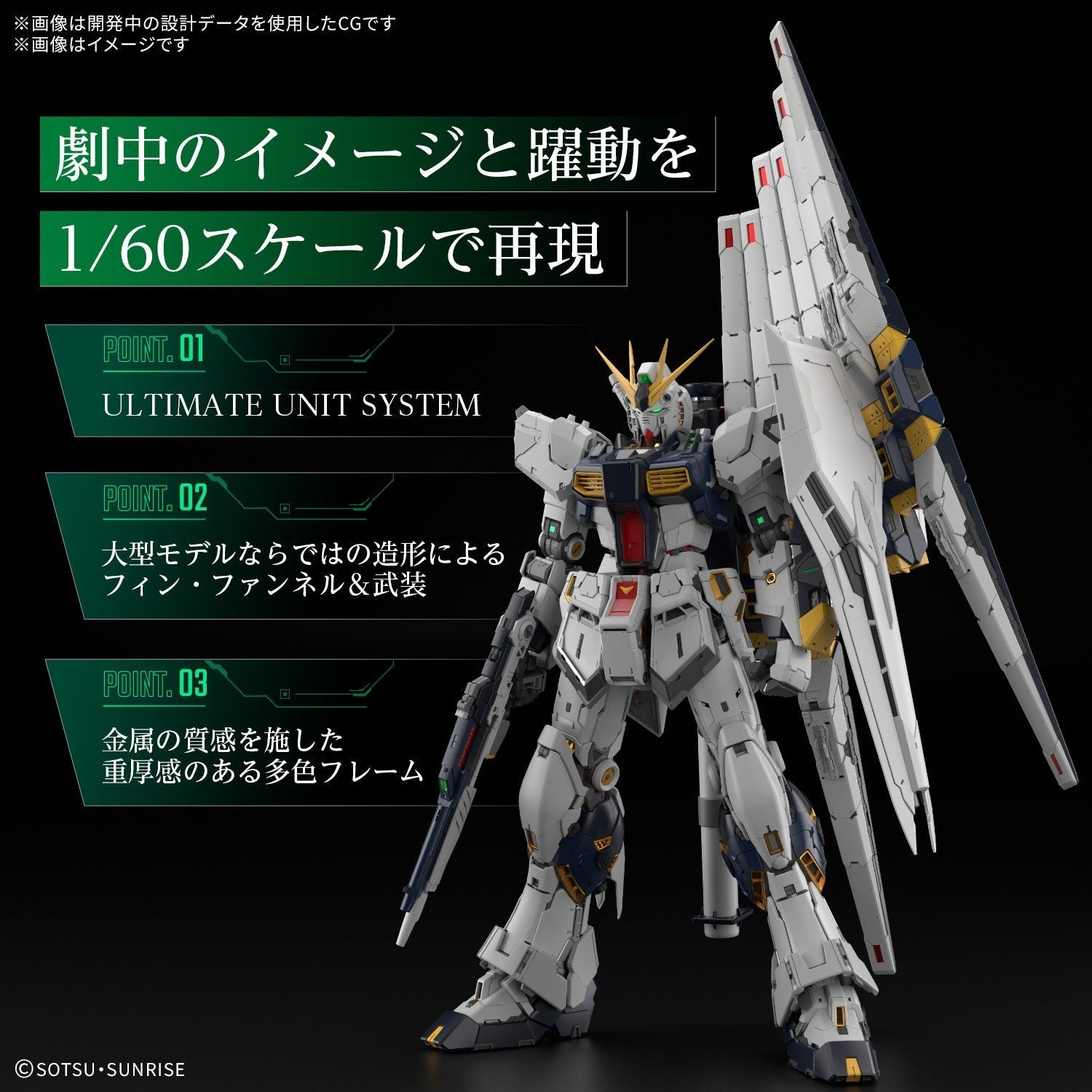 NEW Bandai PG Unleashed 1/60 Nu Gundam Model Kit w/ Lighting Unit - WISE GUYS HOBBIES LLC