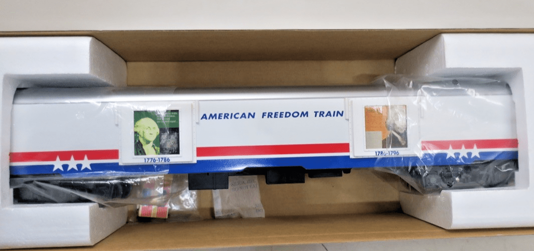 K - Line k4601 - 30101 O American Freedom Train 18"" Aluminum Display Car  101 NIB - WISE GUYS HOBBIES LLC