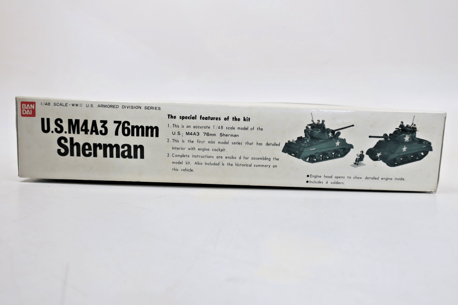 Bandai 1/48 M4A3 Sherman Tank Model Kit 058264 - WISE GUYS HOBBIES LLC