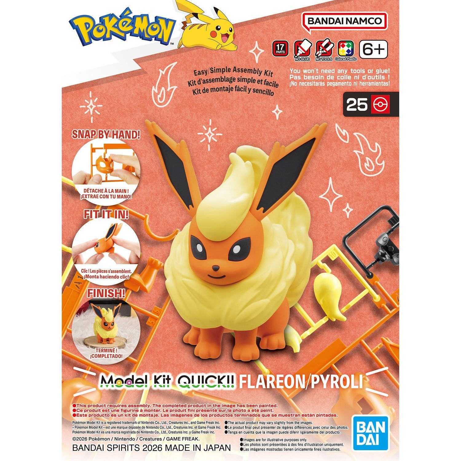 Bandai Pokémon Flareon/Pyroli Model Kit QUICK!! - WISE GUYS HOBBIES LLC