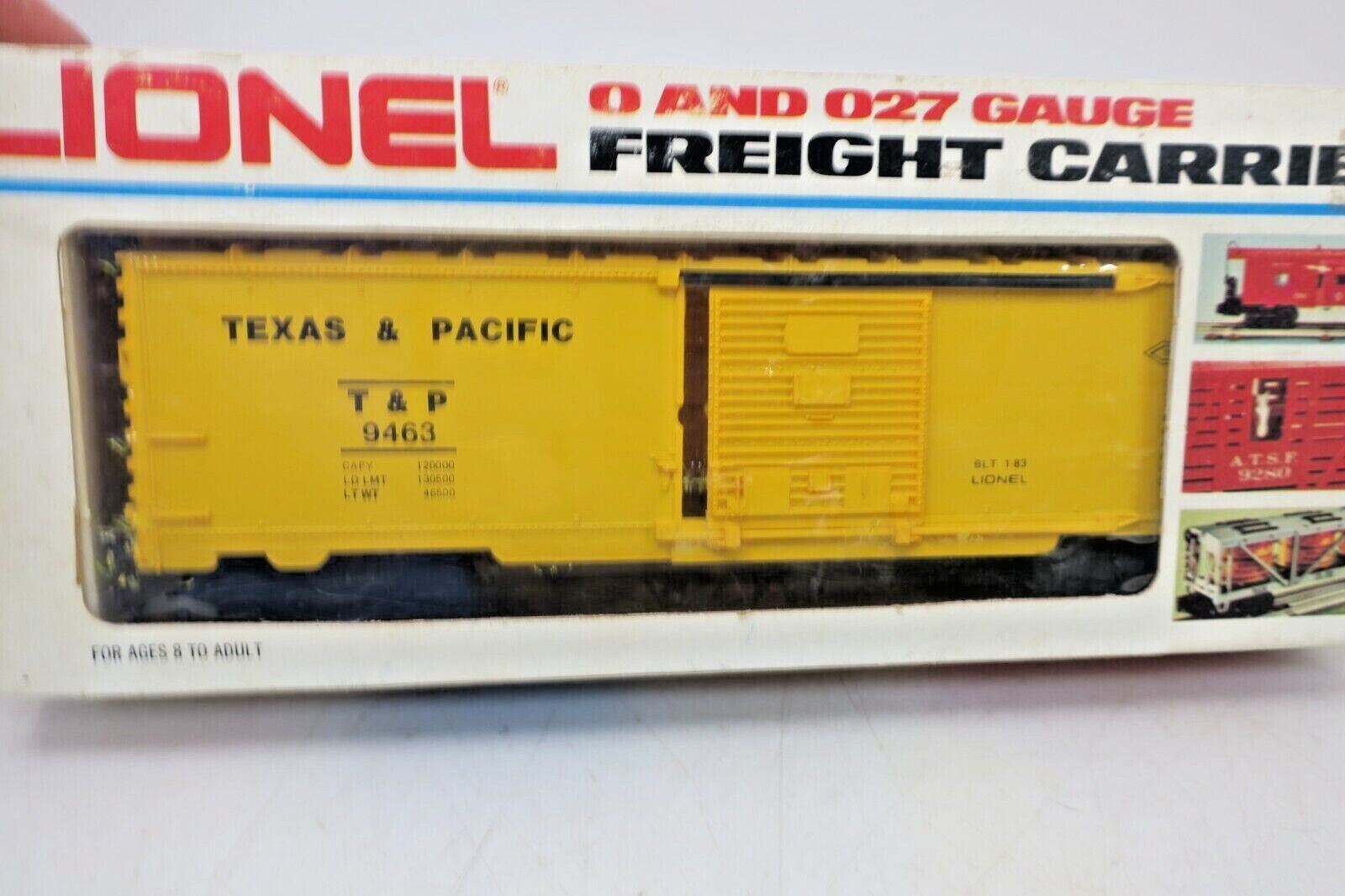 Yellow Texas And Pacific Boxcar Vintage LIONEL O SCALE Freight Car 6-9463 Nib - WISE GUYS HOBBIES LLC
