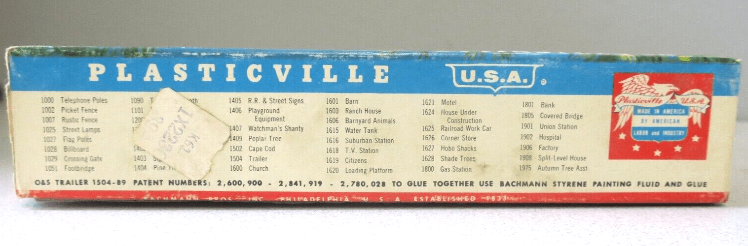 Bachmann Plasticville U.S.A Trailer 1504-89 OS Gauge Turquoise Sides, White Roof - WISE GUYS HOBBIES LLC
