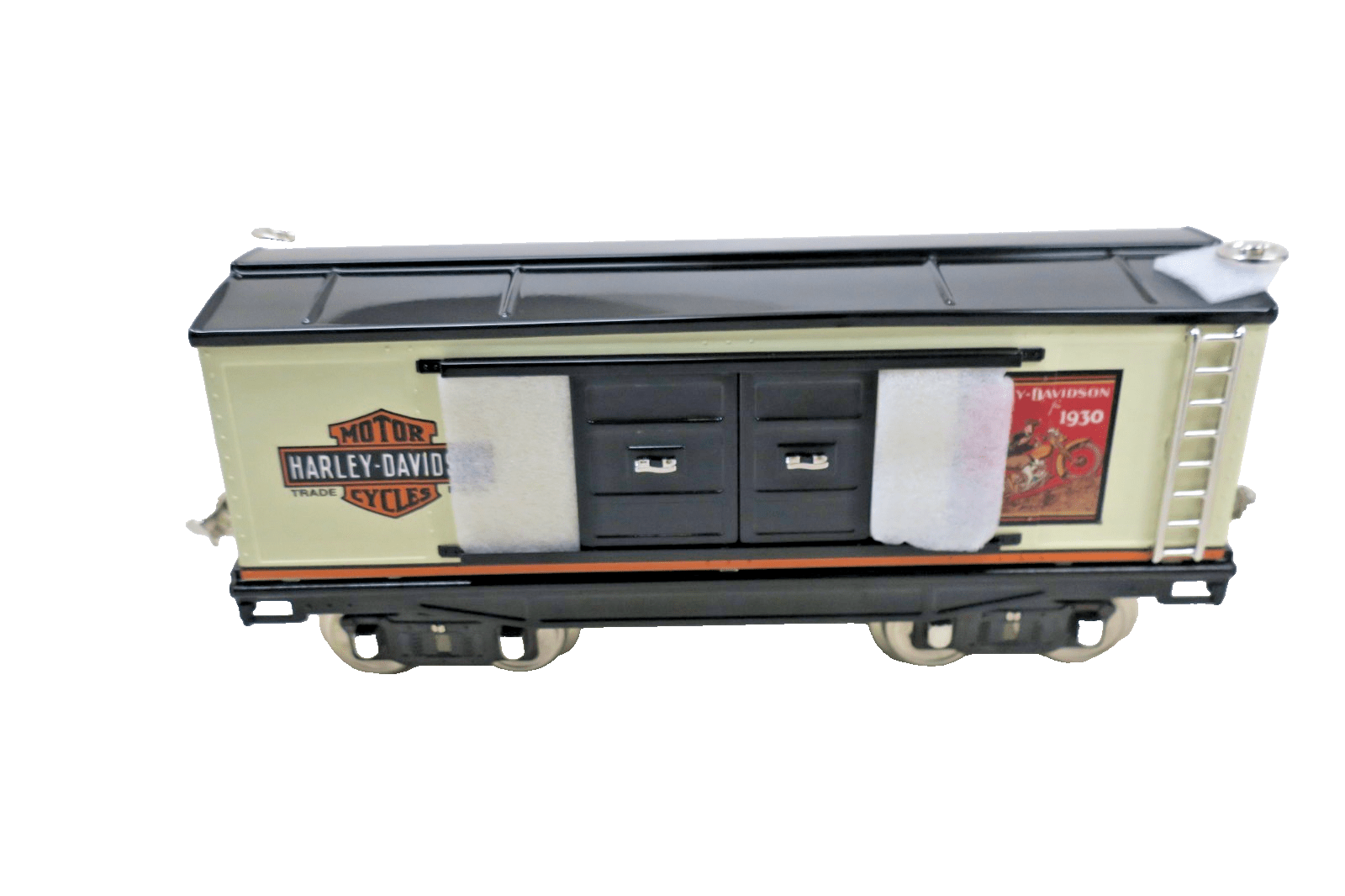 MTH Standard Gauge Tinplate Harley Davidson 200 Series Box Car 10-2089 - WISE GUYS HOBBIES LLC