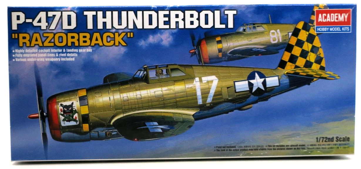 Academy 1/72 P - 47D Thunderbolt Razorback Model Kit 2175 - WISE GUYS HOBBIES LLC