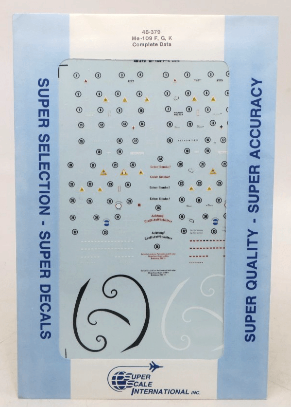Super Scale International 1/48 Me-109 F,G,K Complete Data Decals 48-379 - WISE GUYS HOBBIES LLC