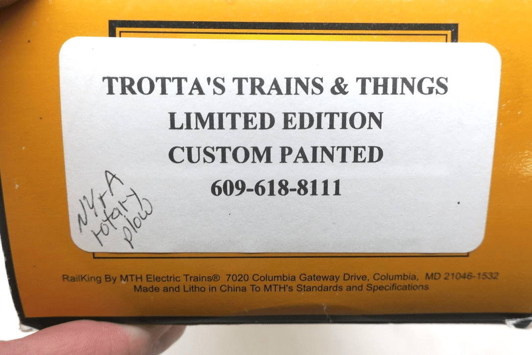 MTH CUSTOM PAINTED NY&A ROTARY SNOW PLOW TROTTA'S TRAINS NY & A - WISE GUYS HOBBIES LLC