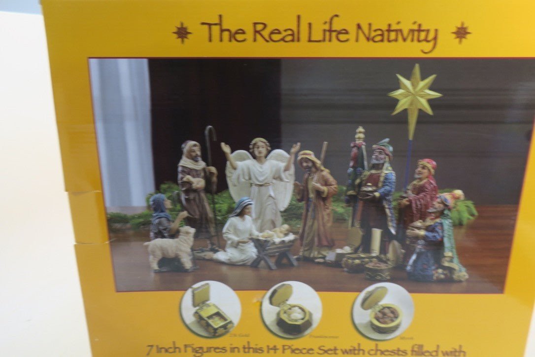 Three Kings Gifts 7" Real Life Nativity w/ Real 23k Gold Frankincense Myrrh - WISE GUYS HOBBIES LLC