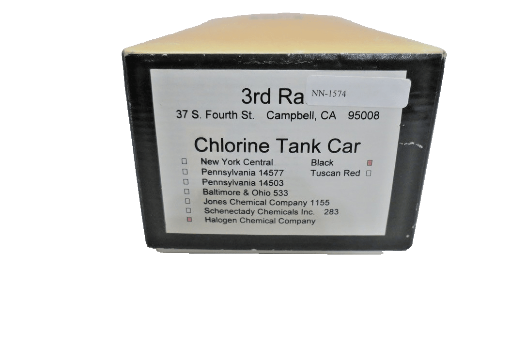 Sunset Models 3rd Rail Chlorine Tank Car Halogen Chem Company Black - WISE GUYS HOBBIES LLC