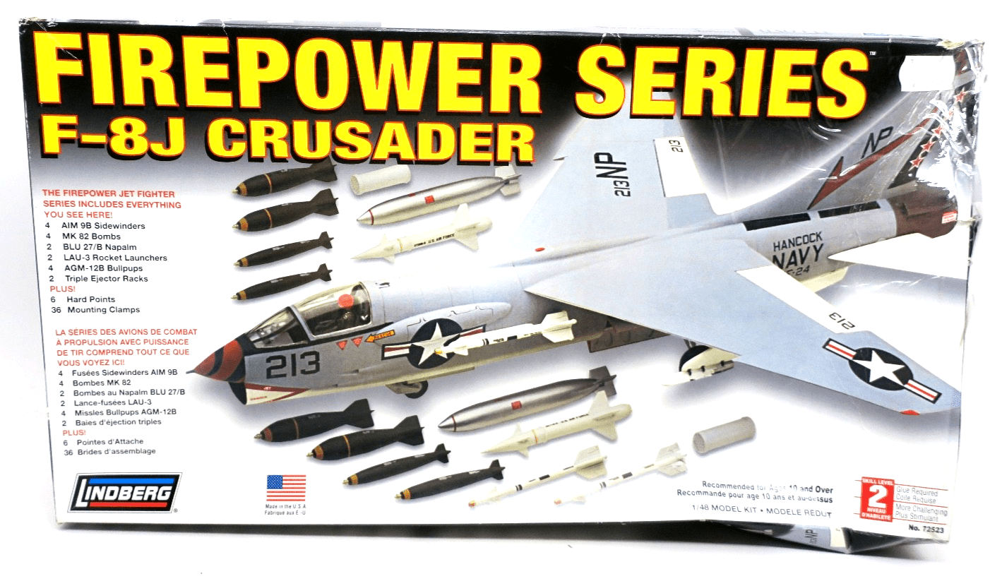 Lindberg 1/48 F - 8J Crusader Model Kit 72523 - WISE GUYS HOBBIES LLC
