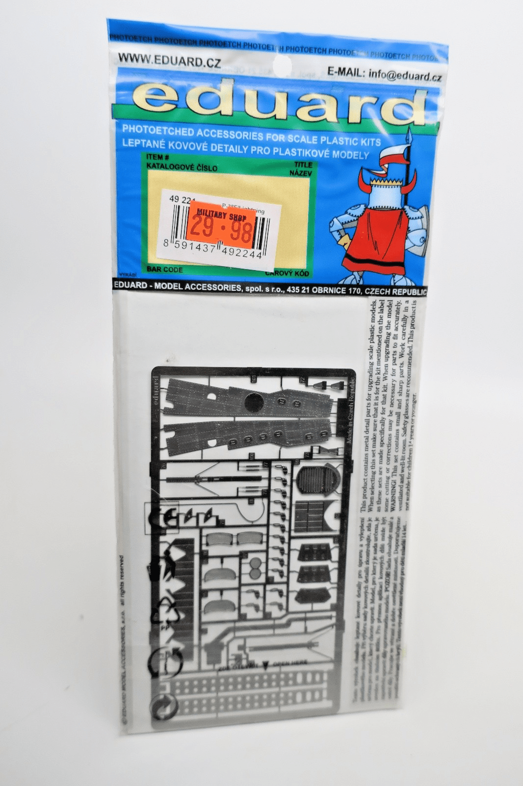 Eduard 1/48 P - 38F Lightning Photo - Etch Detail Set 49224 - WISE GUYS HOBBIES LLC