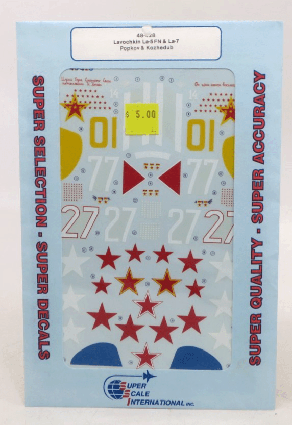 Super Scale International 1/48 Lavochkin La-5 FN & La-7 Decals 48-428 - WISE GUYS HOBBIES LLC