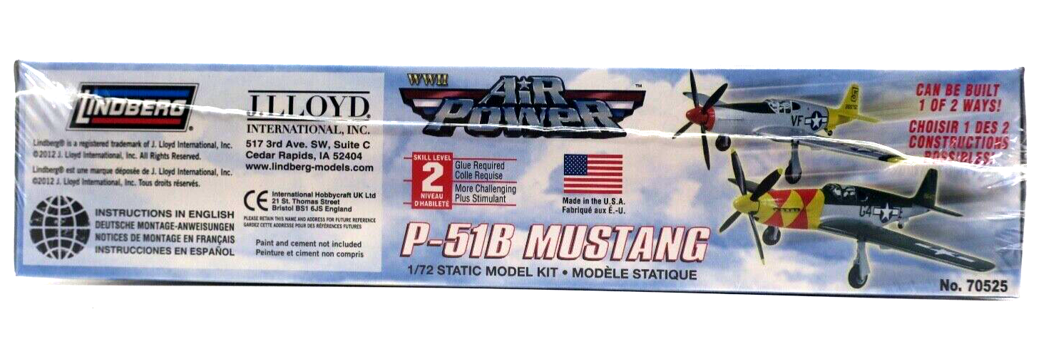 Lindberg Air Power 1/72 P-51B Mustang Model Kit No. 70525 - WISE GUYS HOBBIES LLC