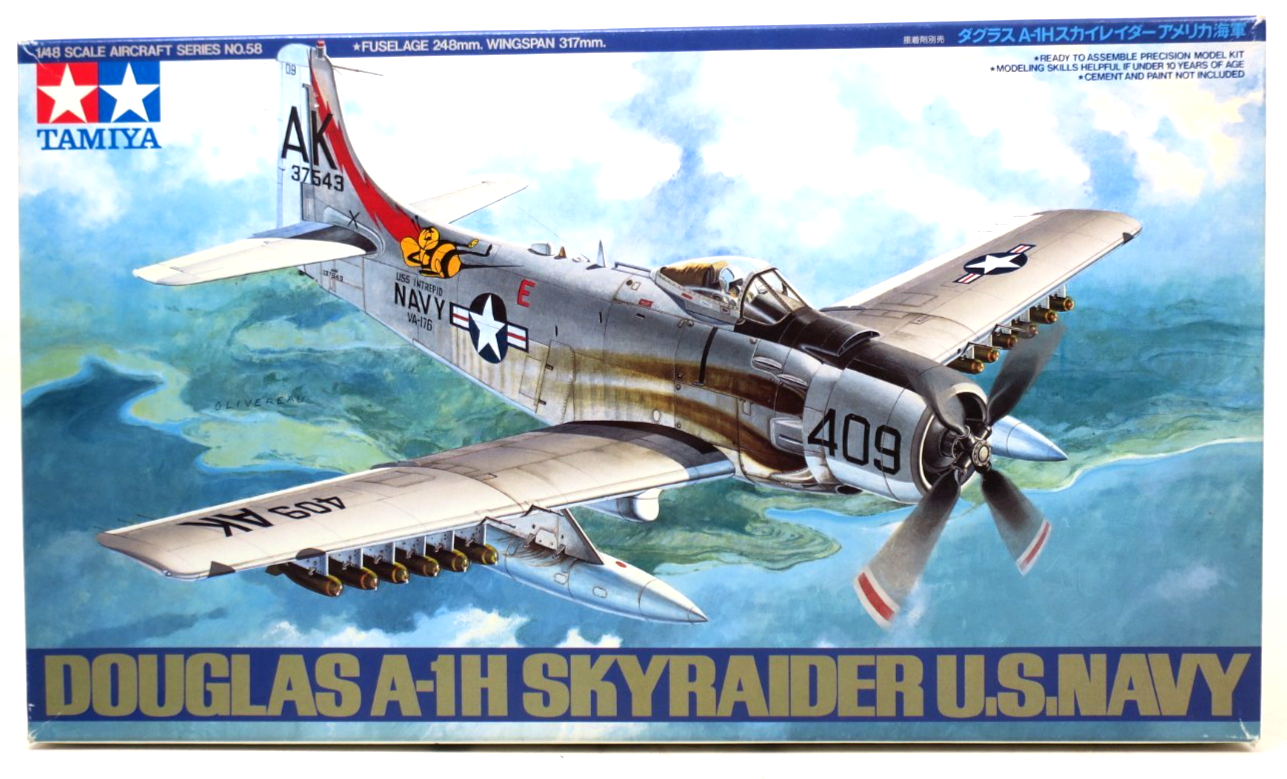 Tamiya 1/48 Douglas A - 1H Skyraider Model Kit 58 - WISE GUYS HOBBIES LLC