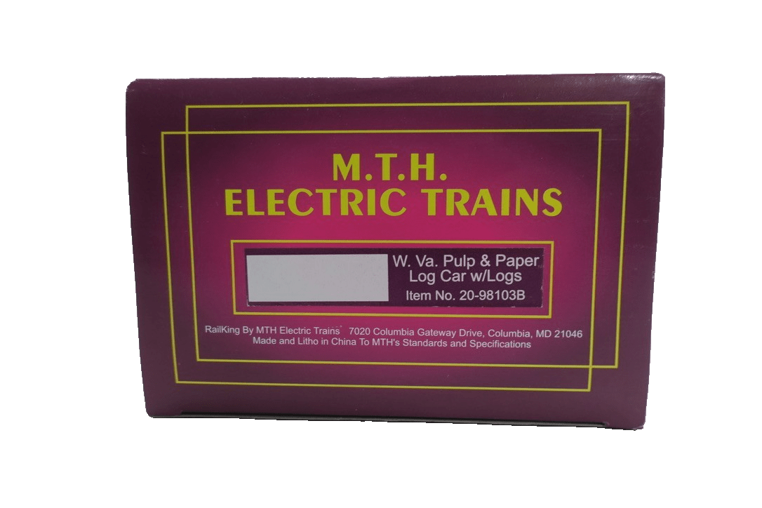 MTH 1:48 O Scale W.Va.Pulp & Paper Log Car w/ Logs Train Model 20 - 98103B - WISE GUYS HOBBIES LLC