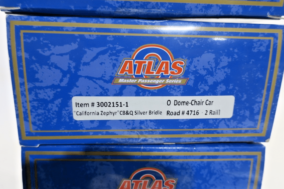 Atlas O Scale "California Zephyr" CB&Q 4 Car Dome Set 2 Rail - WISE GUYS HOBBIES LLC
