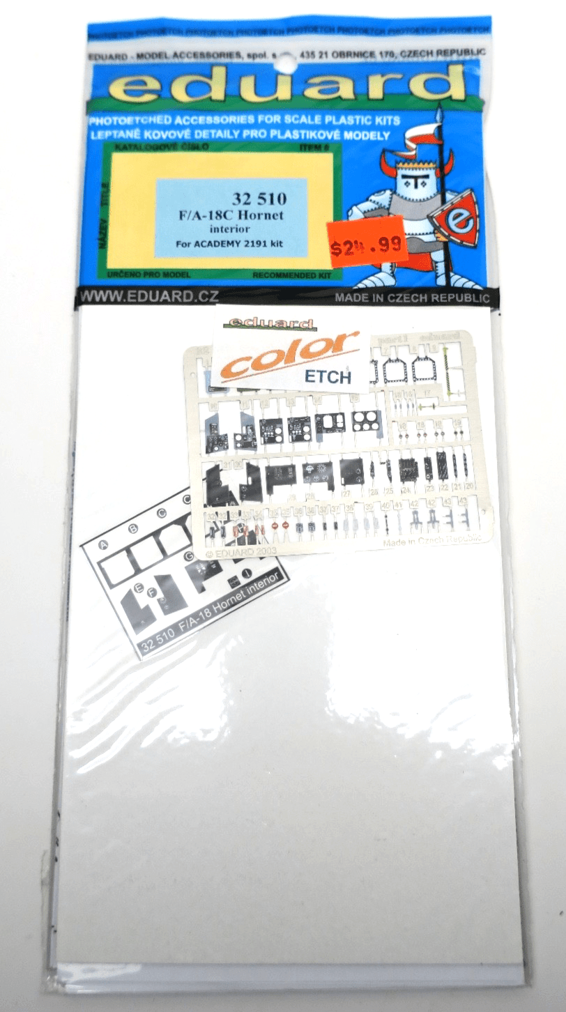 Eduard 1/48 F/A - 18C Hornet Photo - Etch Color - Etch Detail Set 32510 - WISE GUYS HOBBIES LLC