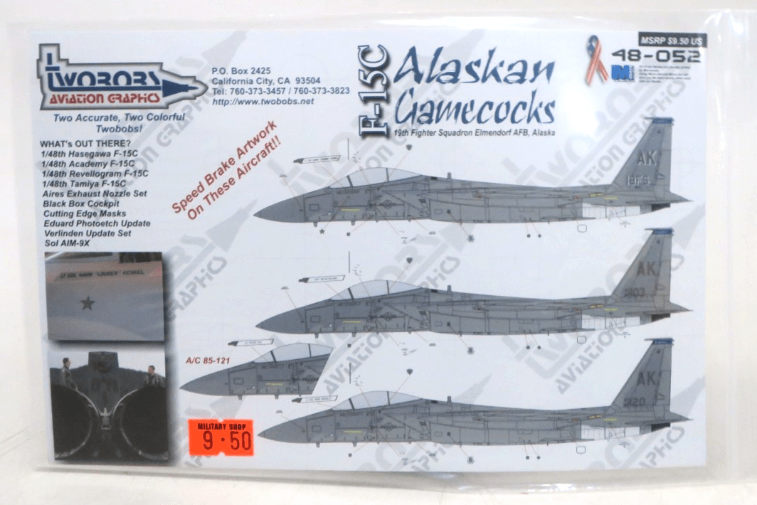 TwoBobs Aviation Graphics 1/48 F-15C Alaskan Gamecocks Decals 48-052 - WISE GUYS HOBBIES LLC