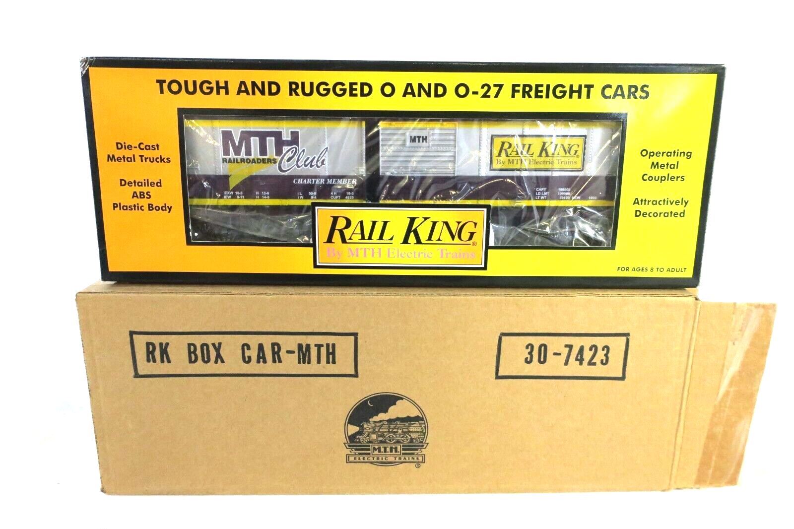 MTH 30-7423 Rail King O/O-27 Scale Railroaders Club Charter mem, Box Car, (LR) - WISE GUYS HOBBIES LLC