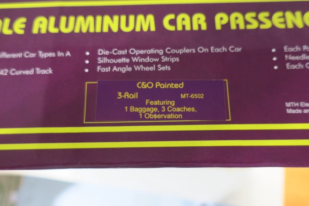 MTH MT 20-6502 Chesapeake & Ohio 5 Car 70' Painted Aluminum Passenger Set - WISE GUYS HOBBIES LLC