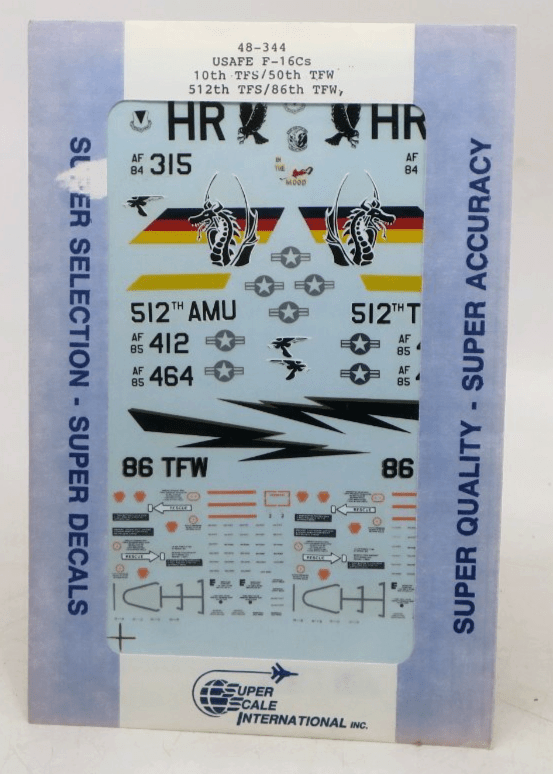 Super Scale International 1/48 USAFE F-16C's 10th TFS/50th TFW Decals 48-344 - WISE GUYS HOBBIES LLC