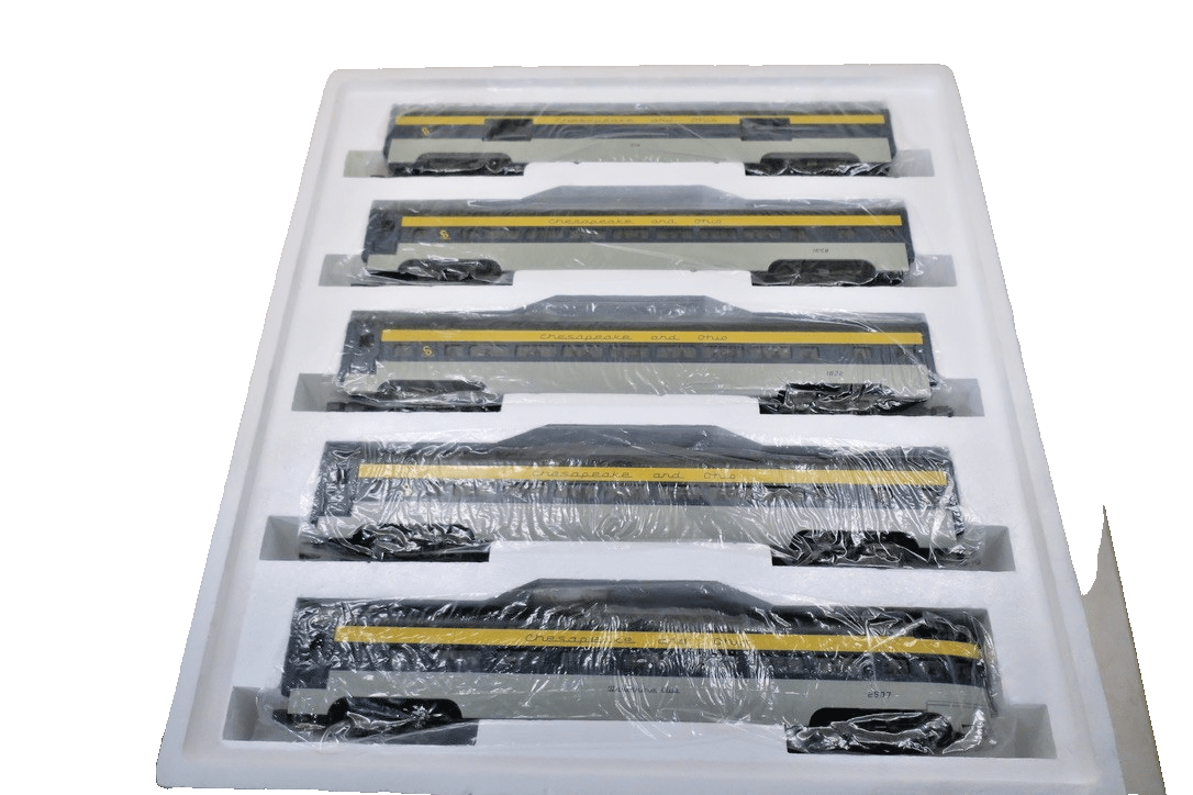 MTH MT 20-6502 Chesapeake & Ohio 5 Car 70' Painted Aluminum Passenger Set - WISE GUYS HOBBIES LLC