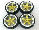 1/10 Scale On-Road 5 Spoke Gold w/ Chrome Lip Rims V-Tread Hard Drift Wheels