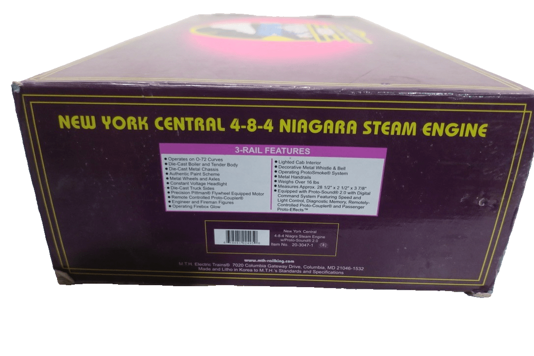 MTH Premier 20 - 3047 - 1 O Scale New York Central (NYC) Niagara 4 - 8 - 4, PS2, Exc, 3R - WISE GUYS HOBBIES LLC
