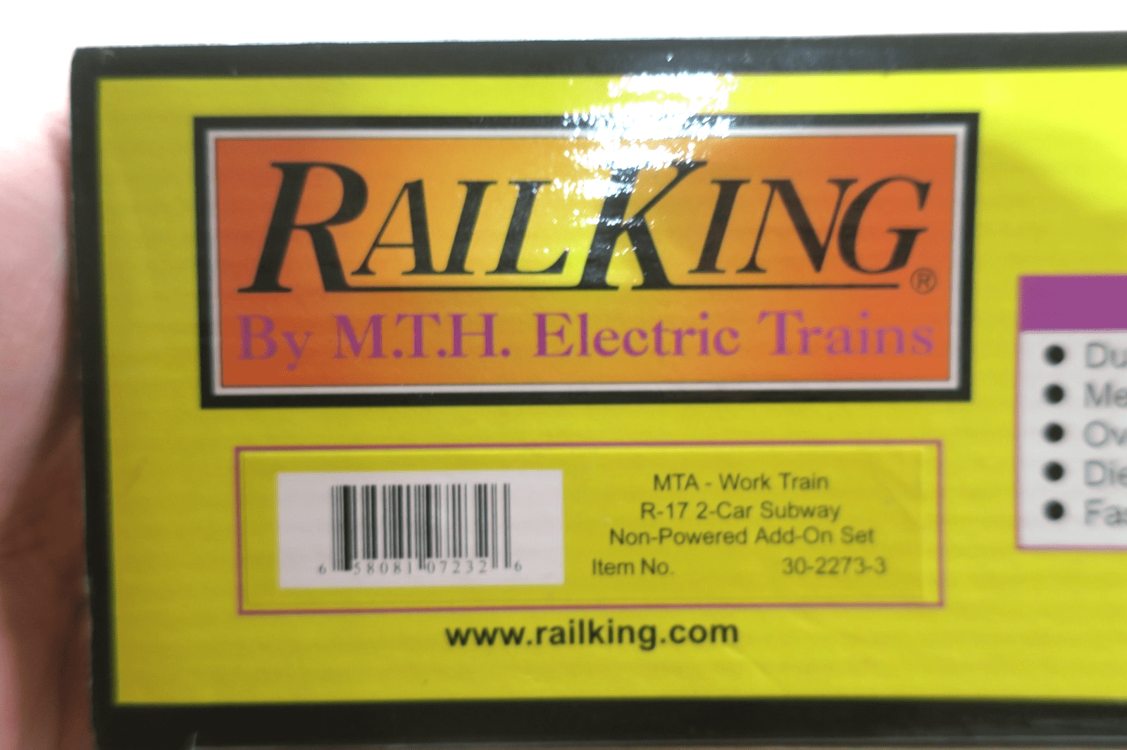 MTH RailKing 30 - 2273 - 3 MTA Work Train R - 17 2 - Car Subway Add - On Non Powered Set - WISE GUYS HOBBIES LLC