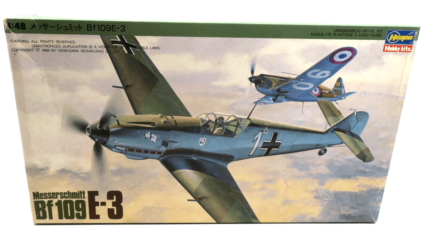 Hasegawa 1/48 Messerschmitt BF - 109 E - 3 Model Kit J001 (Scuffed Decal Sheet) - WISE GUYS HOBBIES LLC